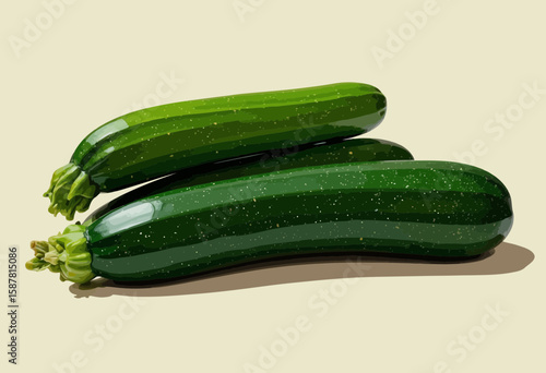 Fresh green zucchini on light background  
