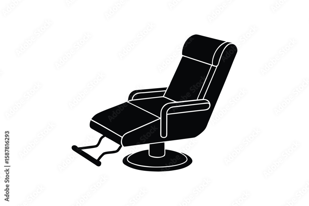 Fototapeta premium Silhouette design illustration of an adjustable salon chair with reclining back.eps