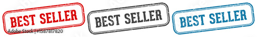 best seller stamp. best seller rectangular stamp set isolated on white background