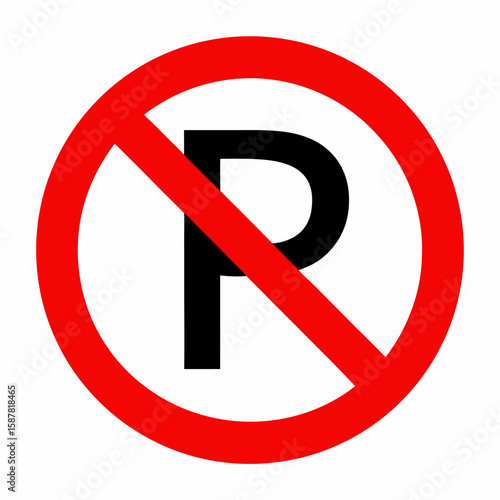 Free Download A No Parking Sign with Red Circle and Line Over a Black Letter P Symbol - GFXLoad