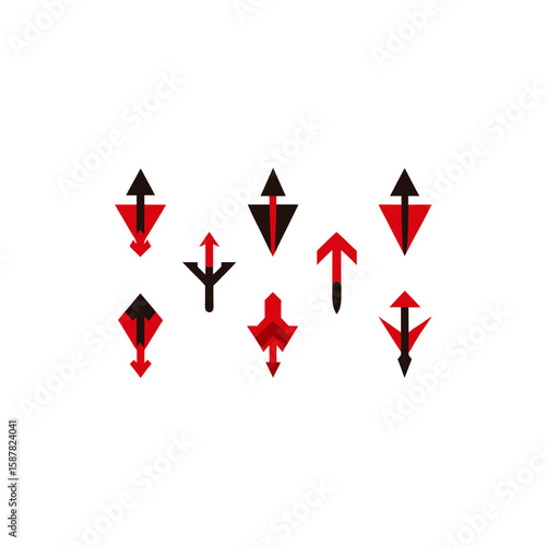 different cursed arrowhead icons set on white