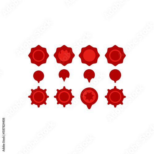 different cursed wax seal icons set on white