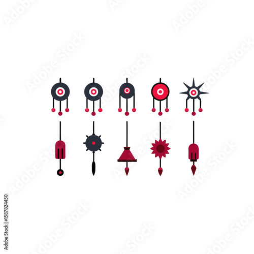  different cursed wind chime icons set on white  