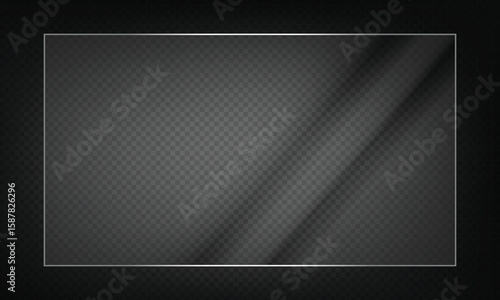 16:9 vector image of a mirror reflection, suitable for application on glass, plastic, or acrylic window surfaces. Offers a glossy, luminous appearance with bright highlights and transparency. 