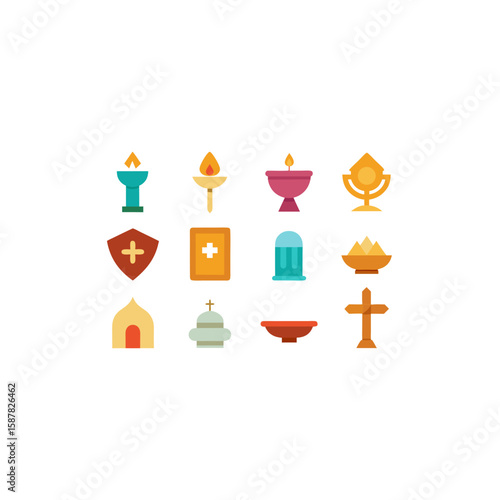 different floating relic altar icons set