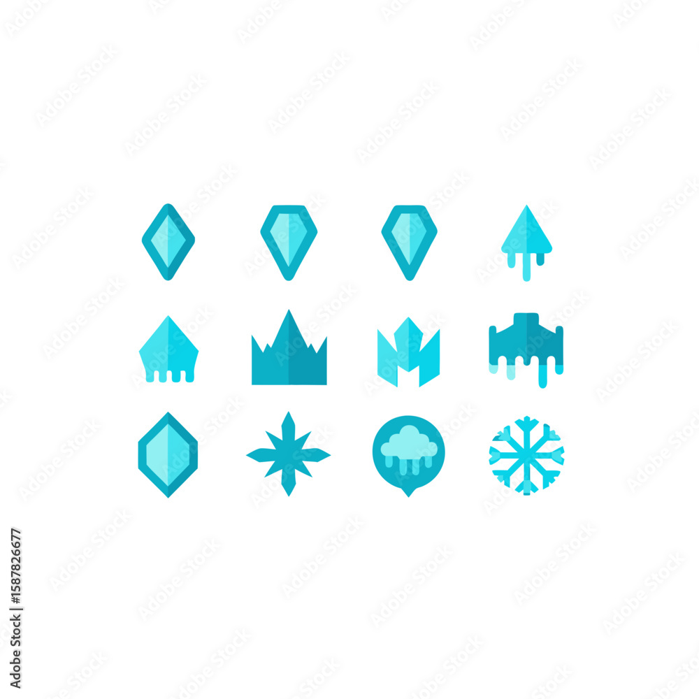 different frozen relic icons set on white different frozen relic icons set on white