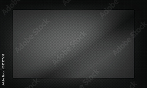 16:9 vector image of a mirror reflection, suitable for application on glass, plastic, or acrylic window surfaces. Offers a glossy, luminous appearance with bright highlights and transparency. 