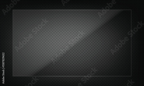 16:9 vector image of a mirror reflection, suitable for application on glass, plastic, or acrylic window surfaces. Offers a glossy, luminous appearance with bright highlights and transparency. 