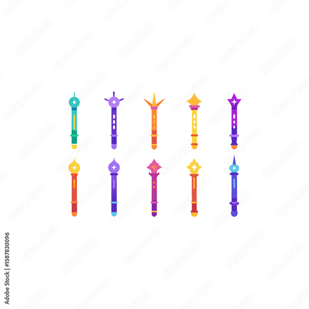 Fototapeta premium different magical echo flute icons set on white