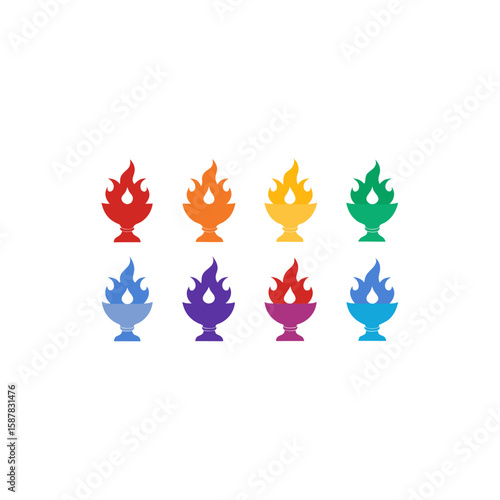  different spectral flame urn icons set 