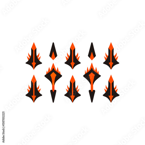  different volcanic blade icons set 