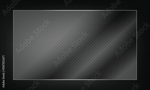 16:9 vector image of a mirror reflection, suitable for application on glass, plastic, or acrylic window surfaces. Offers a glossy, luminous appearance with bright highlights and transparency. 