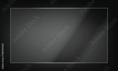 16:9 vector image of a mirror reflection, suitable for application on glass, plastic, or acrylic window surfaces. Offers a glossy, luminous appearance with bright highlights and transparency. 