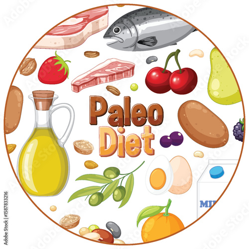 Colorful Paleo Diet Food Illustration