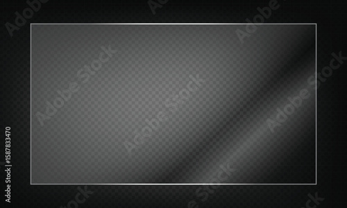 16:9 vector image of a mirror reflection, suitable for application on glass, plastic, or acrylic window surfaces. Offers a glossy, luminous appearance with bright highlights and transparency. 