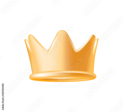 Crown emoji 3D render illustration. A shiny golden crown vector illustration. golden crown with a shiny finish, featuring a royal design with multiple points. Symbol of royal power, victory or luxury