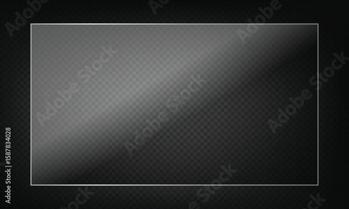 16:9 vector image of a mirror reflection, suitable for application on glass, plastic, or acrylic window surfaces. Offers a glossy, luminous appearance with bright highlights and transparency. 