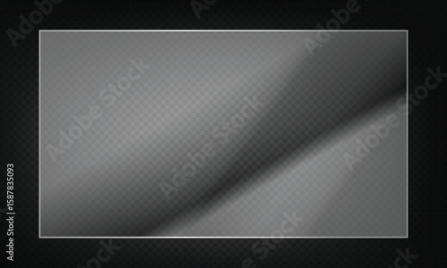 16:9 vector image of a mirror reflection, suitable for application on glass, plastic, or acrylic window surfaces. Offers a glossy, luminous appearance with bright highlights and transparency. 