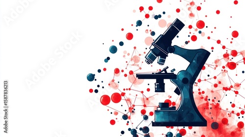 Microscopic view with red and blue abstract background
