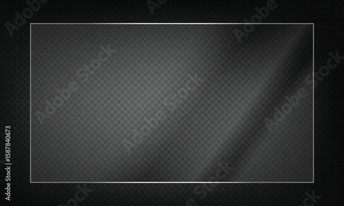 16:9 vector image of a mirror reflection, suitable for application on glass, plastic, or acrylic window surfaces. Offers a glossy, luminous appearance with bright highlights and transparency. 