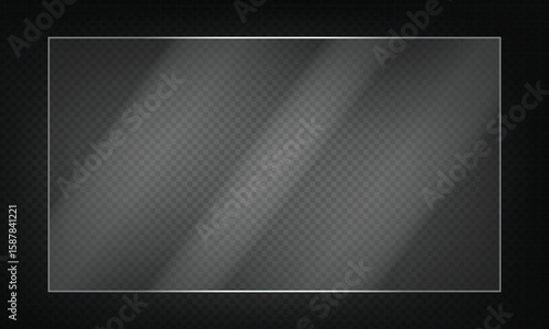 16:9 vector image of a mirror reflection, suitable for application on glass, plastic, or acrylic window surfaces. Offers a glossy, luminous appearance with bright highlights and transparency. 