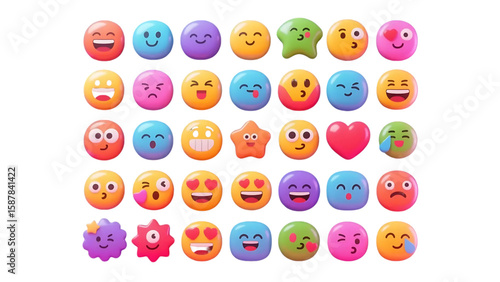 set of colorful emoji