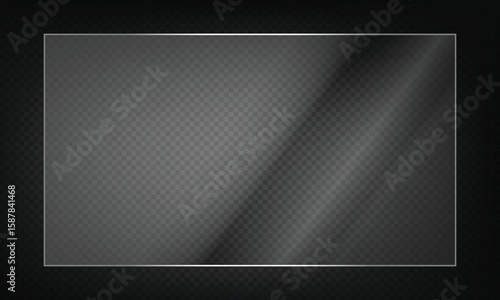 16:9 vector image of a mirror reflection, suitable for application on glass, plastic, or acrylic window surfaces. Offers a glossy, luminous appearance with bright highlights and transparency. 