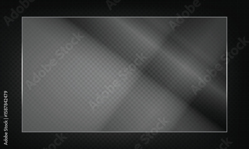 16:9 vector image of a mirror reflection, suitable for application on glass, plastic, or acrylic window surfaces. Offers a glossy, luminous appearance with bright highlights and transparency. 
