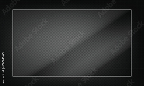 16:9 vector image of a mirror reflection, suitable for application on glass, plastic, or acrylic window surfaces. Offers a glossy, luminous appearance with bright highlights and transparency. 