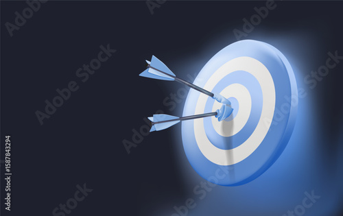 Target arrow virtual digital technology icon, business investment objectives and goals Marketing strategies and goals for success. 3D render vector illustration. Success concept, planning and goals