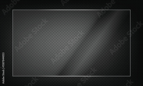 16:9 vector image of a mirror reflection, suitable for application on glass, plastic, or acrylic window surfaces. Offers a glossy, luminous appearance with bright highlights and transparency. 