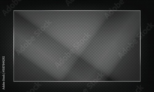 16:9 vector image of a mirror reflection, suitable for application on glass, plastic, or acrylic window surfaces. Offers a glossy, luminous appearance with bright highlights and transparency. 