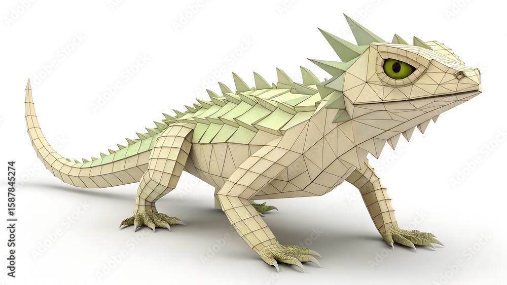 Obraz premium green iguana on white background