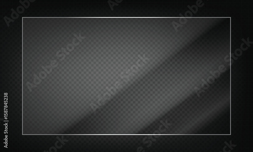 16:9 vector image of a mirror reflection, suitable for application on glass, plastic, or acrylic window surfaces. Offers a glossy, luminous appearance with bright highlights and transparency. 