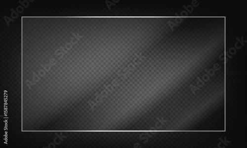 16:9 vector image of a mirror reflection, suitable for application on glass, plastic, or acrylic window surfaces. Offers a glossy, luminous appearance with bright highlights and transparency. 