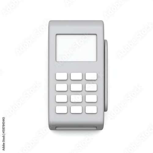 A simple, gray mobile phone with a screen and numeric keypad.