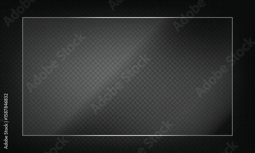 16:9 vector image of a mirror reflection, suitable for application on glass, plastic, or acrylic window surfaces. Offers a glossy, luminous appearance with bright highlights and transparency. 