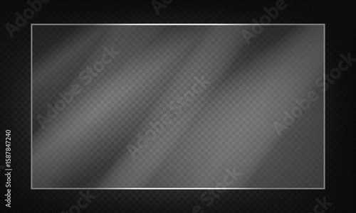 16:9 vector image of a mirror reflection, suitable for application on glass, plastic, or acrylic window surfaces. Offers a glossy, luminous appearance with bright highlights and transparency. 