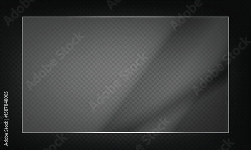 16:9 vector image of a mirror reflection, suitable for application on glass, plastic, or acrylic window surfaces. Offers a glossy, luminous appearance with bright highlights and transparency. 