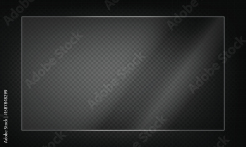 16:9 vector image of a mirror reflection, suitable for application on glass, plastic, or acrylic window surfaces. Offers a glossy, luminous appearance with bright highlights and transparency. 