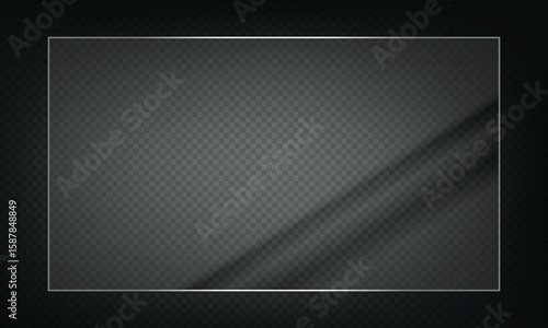 16:9 vector image of a mirror reflection, suitable for application on glass, plastic, or acrylic window surfaces. Offers a glossy, luminous appearance with bright highlights and transparency. 