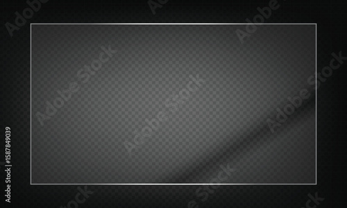 16:9 vector image of a mirror reflection, suitable for application on glass, plastic, or acrylic window surfaces. Offers a glossy, luminous appearance with bright highlights and transparency. 