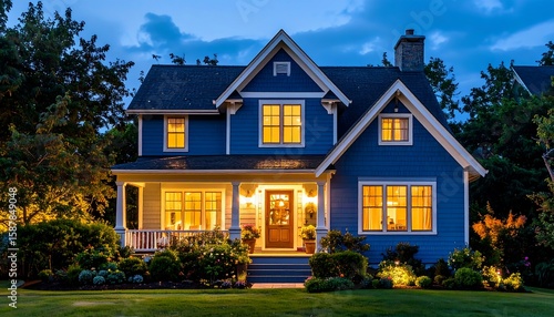 Charming blue house at twilight (4)