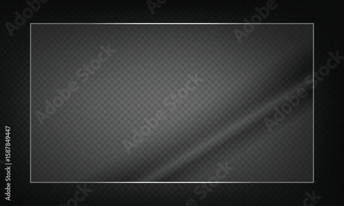 16:9 vector image of a mirror reflection, suitable for application on glass, plastic, or acrylic window surfaces. Offers a glossy, luminous appearance with bright highlights and transparency. 