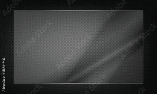 16:9 vector image of a mirror reflection, suitable for application on glass, plastic, or acrylic window surfaces. Offers a glossy, luminous appearance with bright highlights and transparency. 