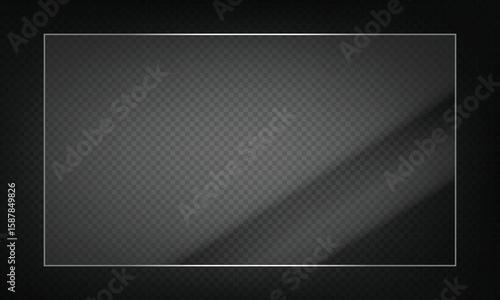 16:9 vector image of a mirror reflection, suitable for application on glass, plastic, or acrylic window surfaces. Offers a glossy, luminous appearance with bright highlights and transparency. 