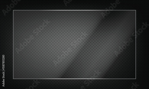 16:9 vector image of a mirror reflection, suitable for application on glass, plastic, or acrylic window surfaces. Offers a glossy, luminous appearance with bright highlights and transparency. 