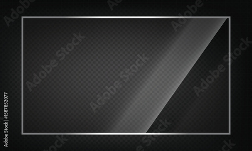 16:9 vector image of a mirror reflection, suitable for application on glass, plastic, or acrylic window surfaces. Offers a glossy, luminous appearance with bright highlights and transparency. 