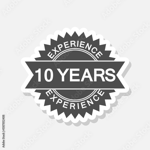 10 years experience icon sticker isolated on gray background