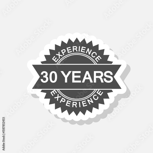 30 years experience icon sticker isolated on gray background